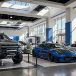改装展展厅里的改装皮卡与跑车，SEMA 2026前瞻配图